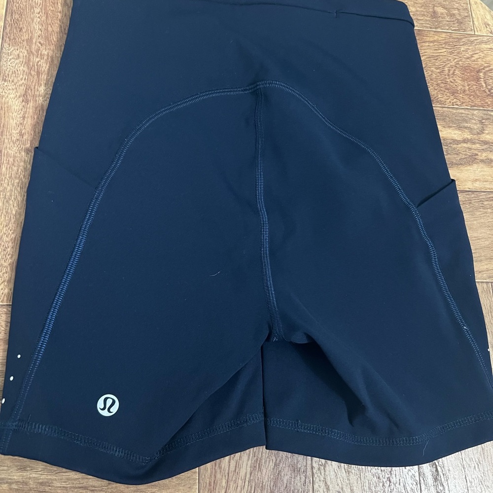Lululemon Navy Athletic Biker Shorts 4” with pockets